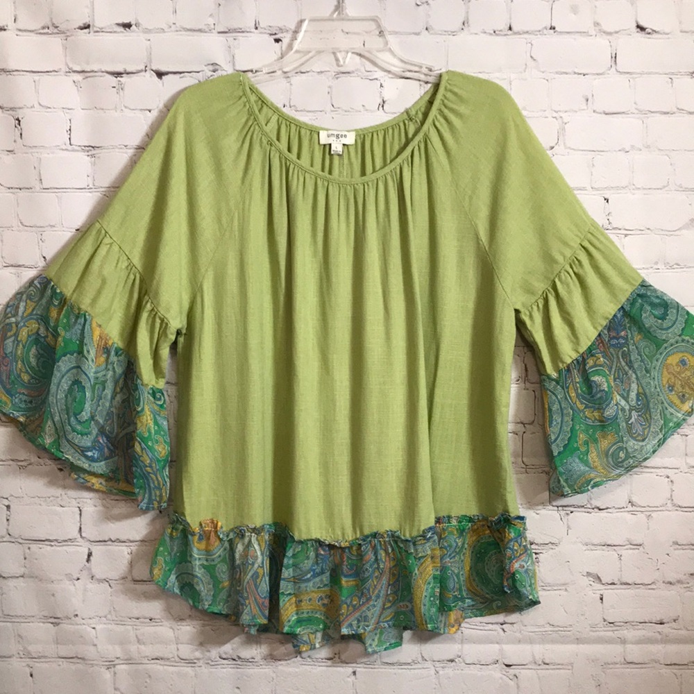 Umgee lime green blouse size large